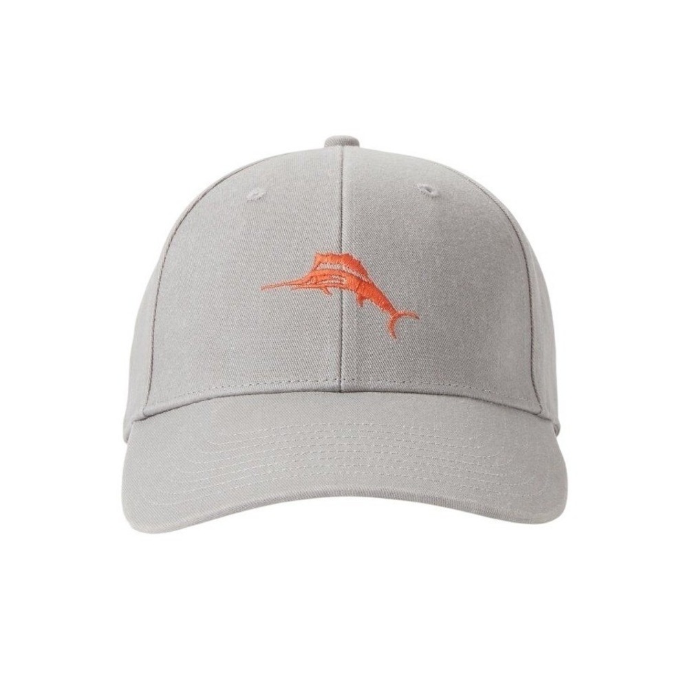 Tommy Bahama Mens Gray Orange Embroidered Marlin Strapback Baseball Cap Hat
